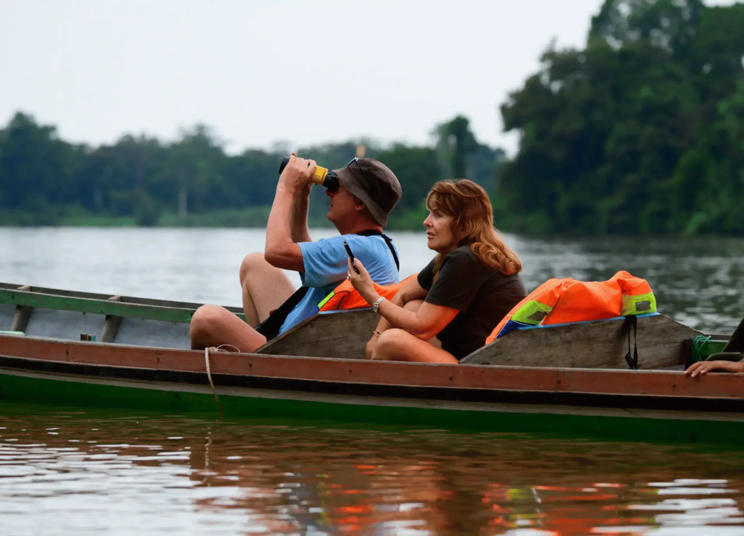 SeaTrek guest on the canoe river cruise in Katingan River Borneo